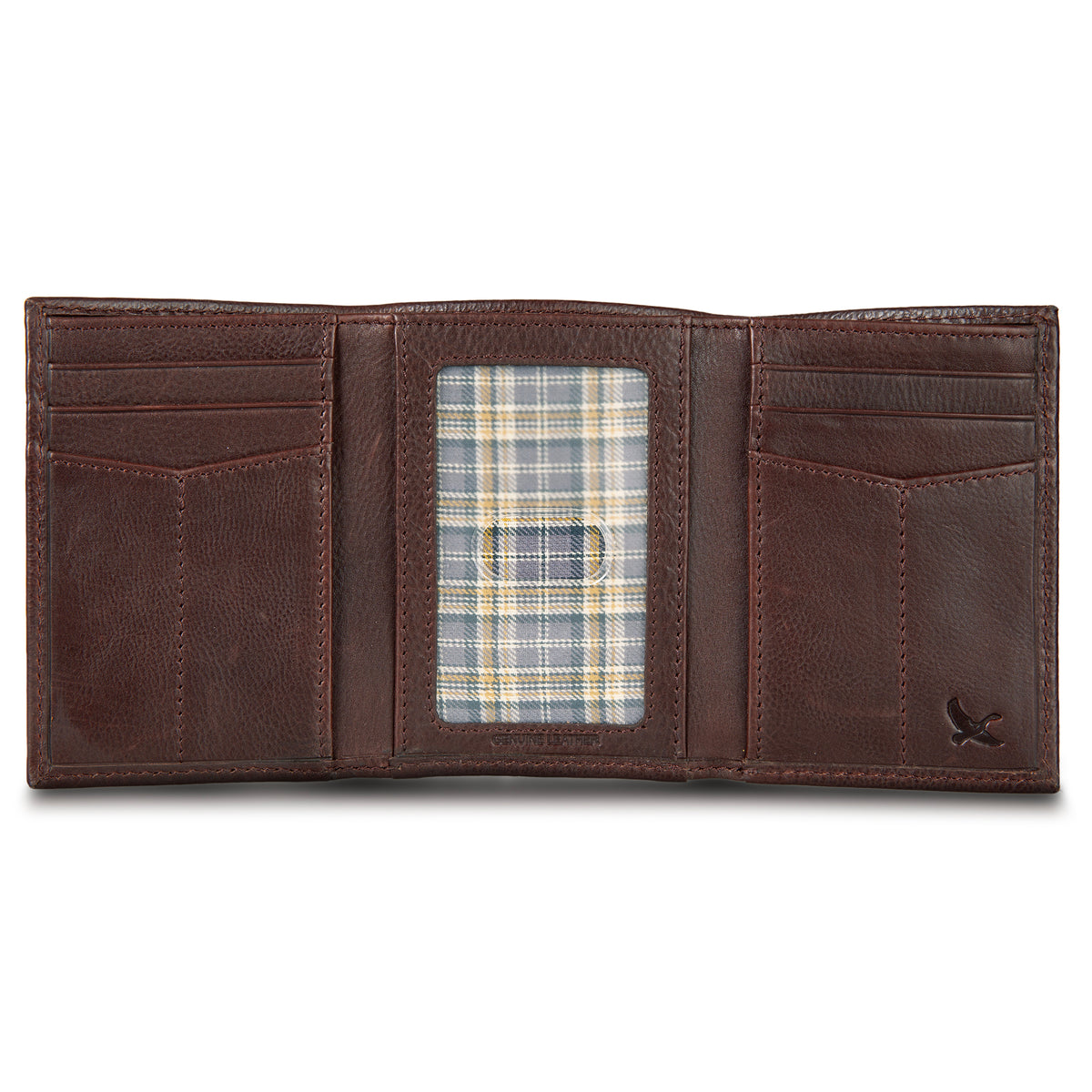 Eb Signature Logo Leather Trifold Wallet-Black-13