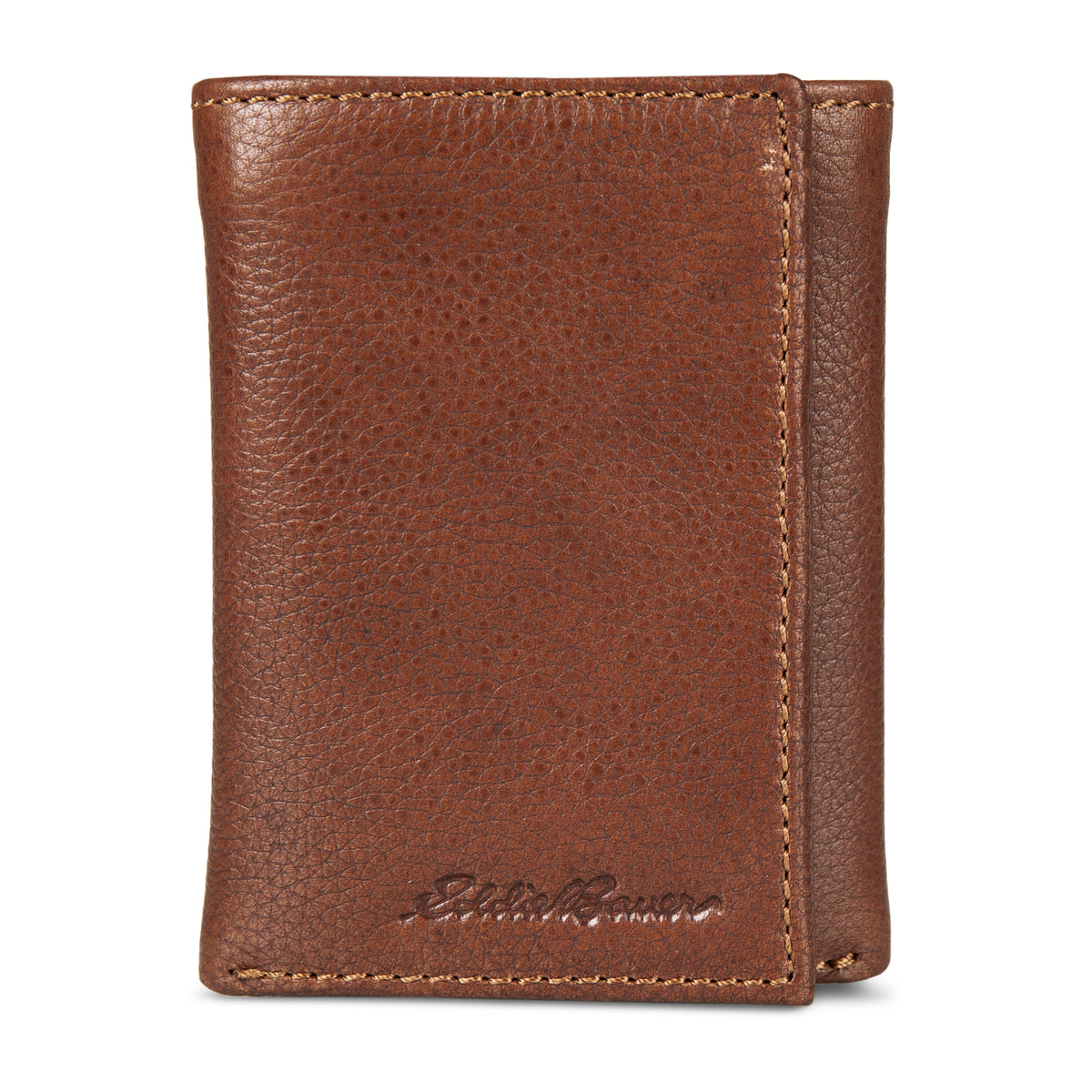 Eb Signature Logo Leather Trifold Wallet-Black-4