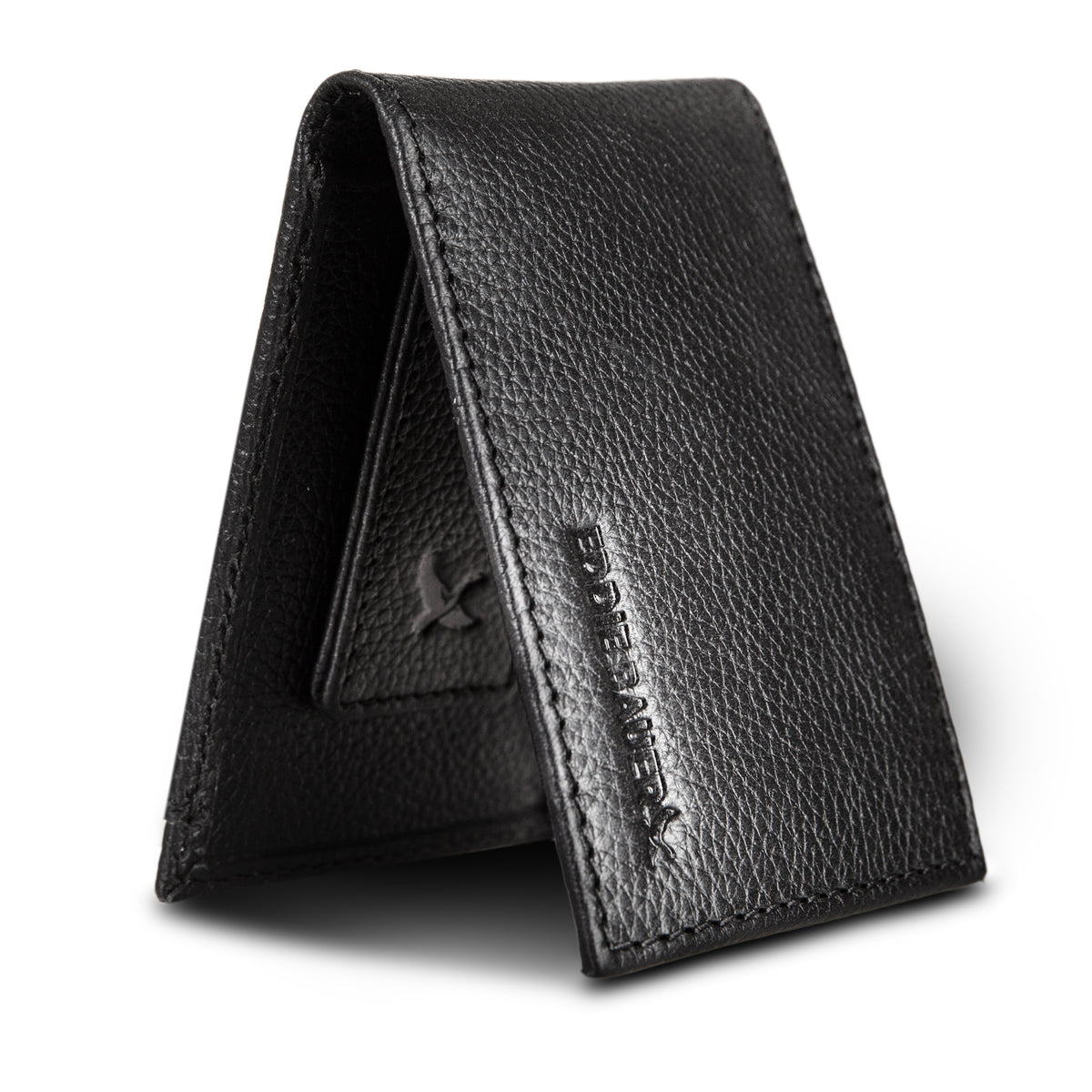 Eb Signature Logo Leather Bifold With Money Clip Wallet-Black-15