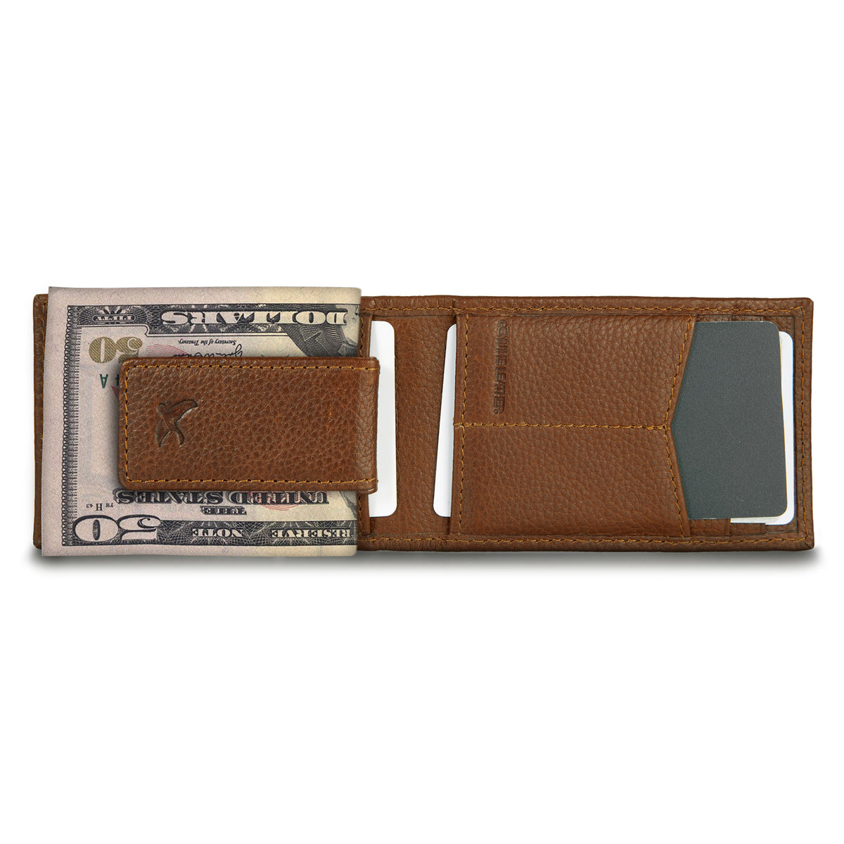 Eb Signature Logo Leather Bifold With Money Clip Wallet-Black-14