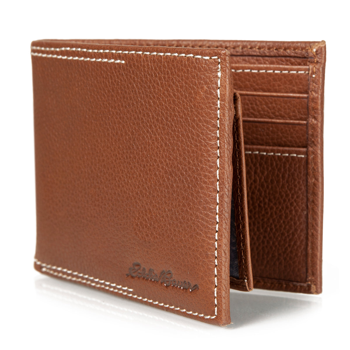 Eb Signature Top Stitch Leather Passcase Wallet-Tan-7