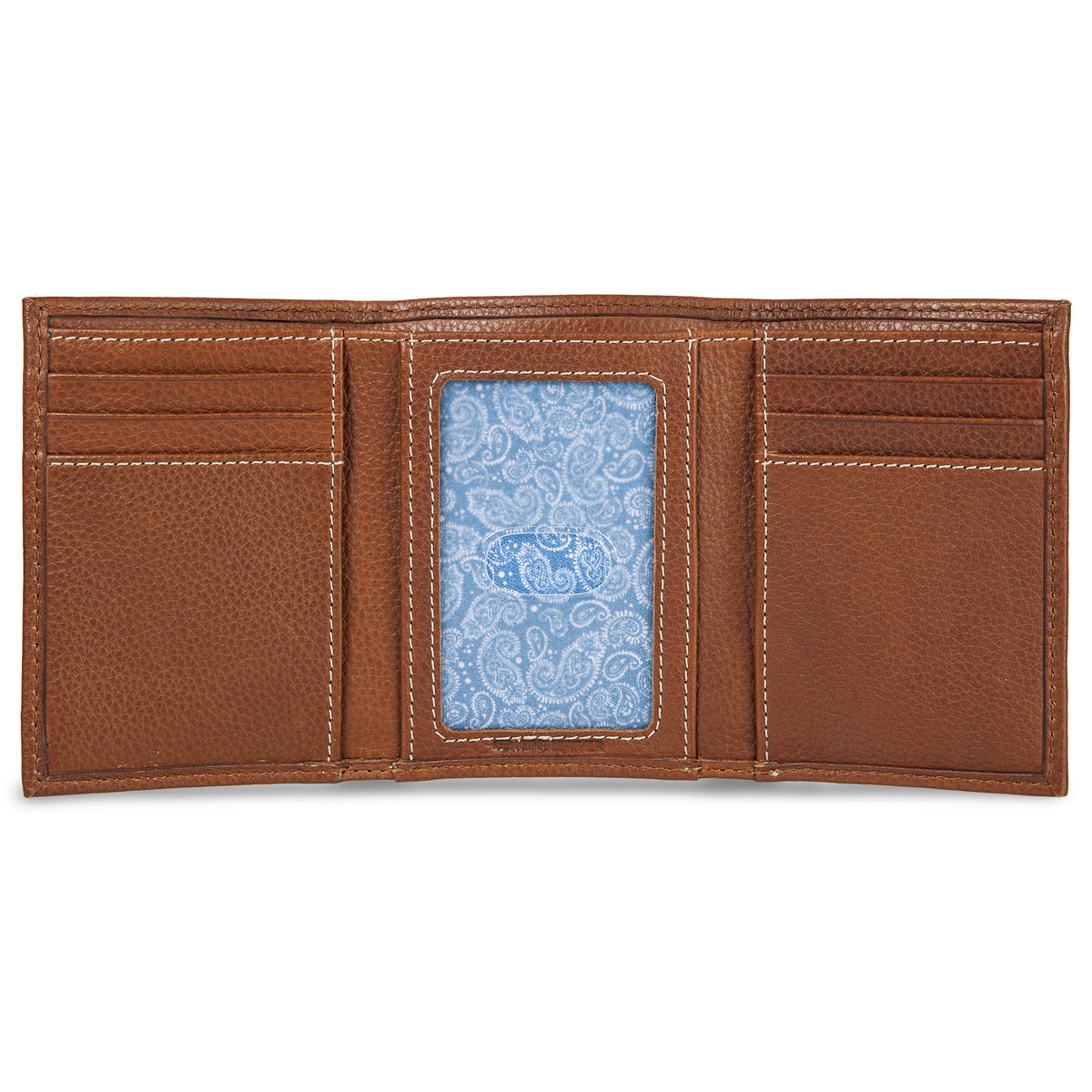 Eb Signature Top Stitch Leather Trifold Wallet-Tan-4