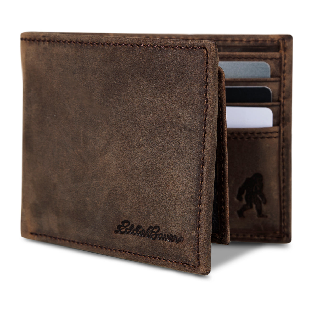 Leather Removable Passcase Wallet With Embossed Sasquatch-Tan-9