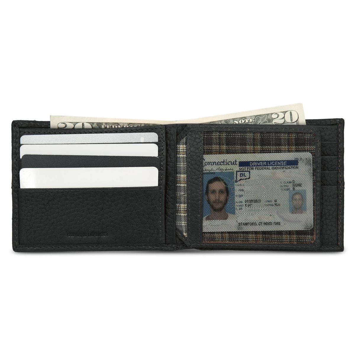 Extra Capacity Rugged Leather Bifold With Flip Id-Black-15