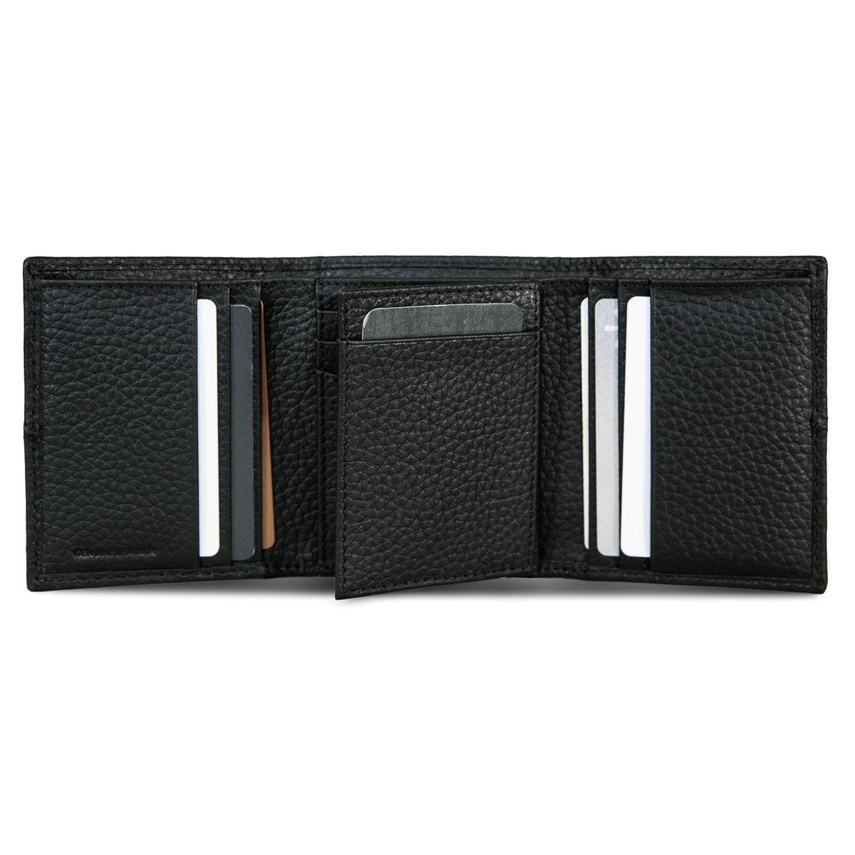 Extra Capacity Rugged Leather Trifold With Flip Id-Black-19