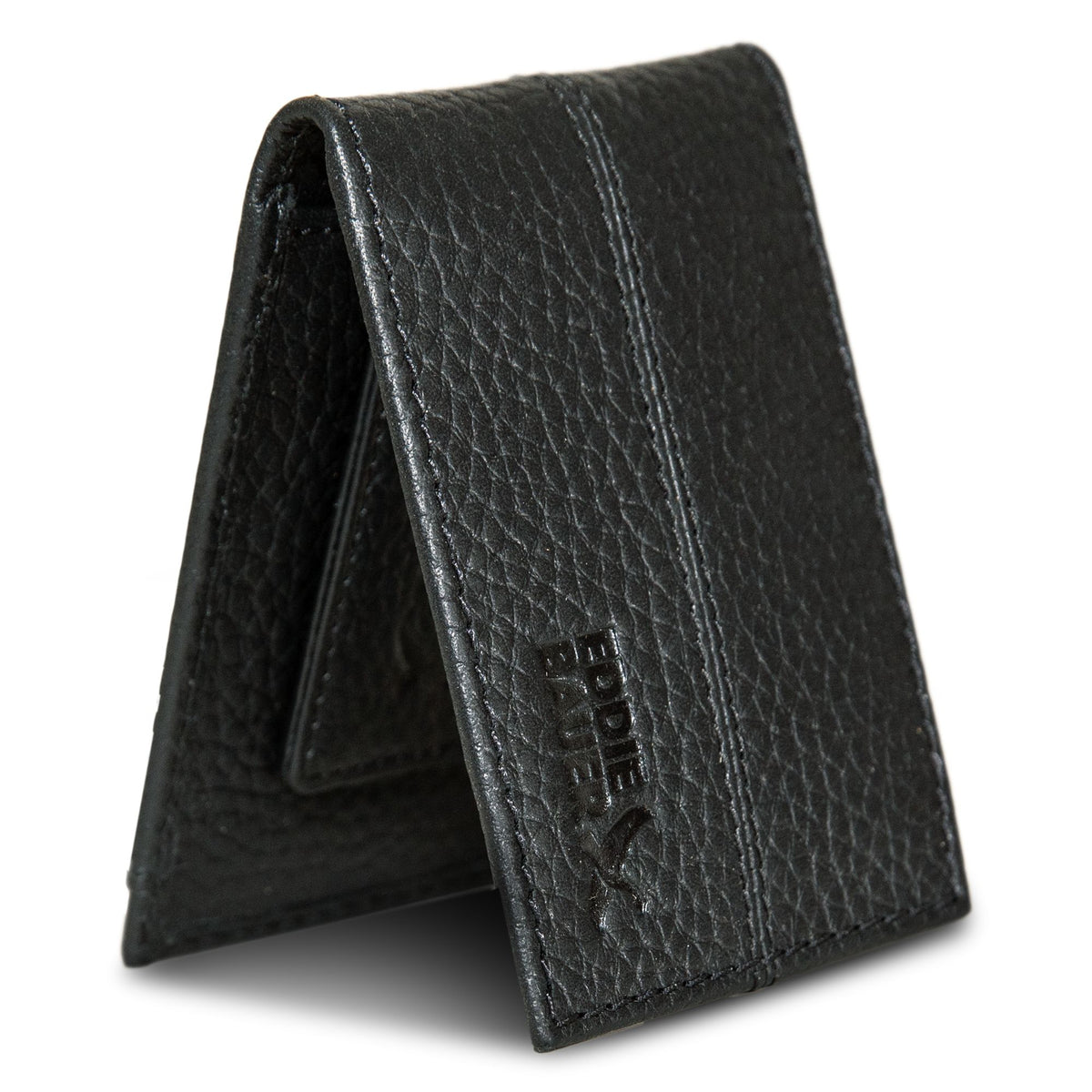 Rugged Leather Money Clip Bifold Wallet-Black-16