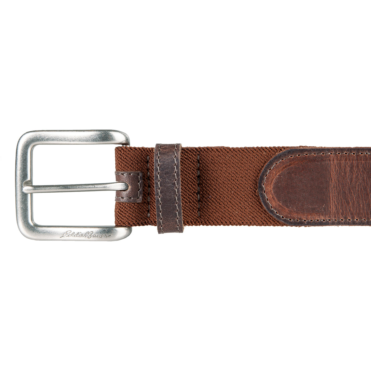 Rugged Leather Belt With Stretch Tab-TAN-9