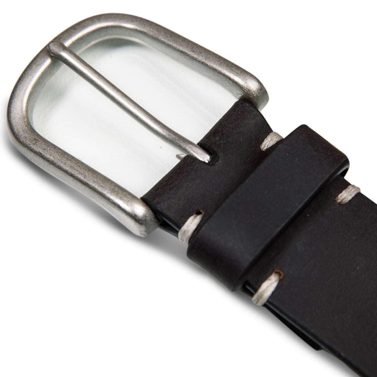 Hand Tacked Leather Jean Belt-Black-3