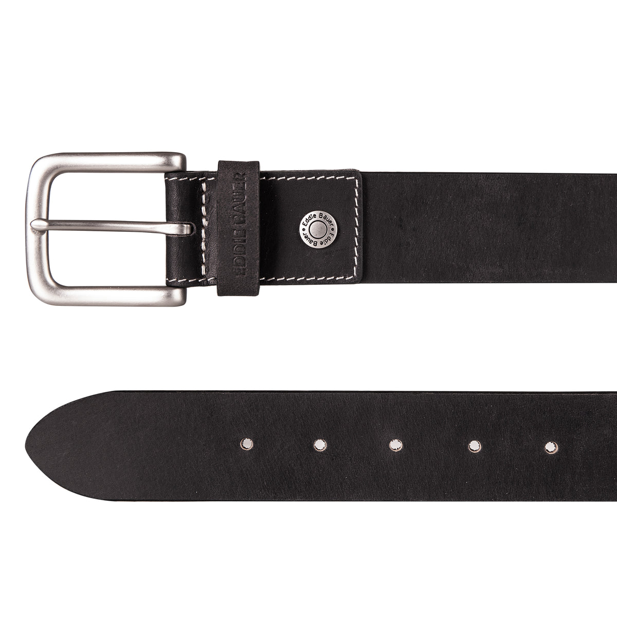 Bridle Leather Belt With Nickel Finish Buckle-Black-2