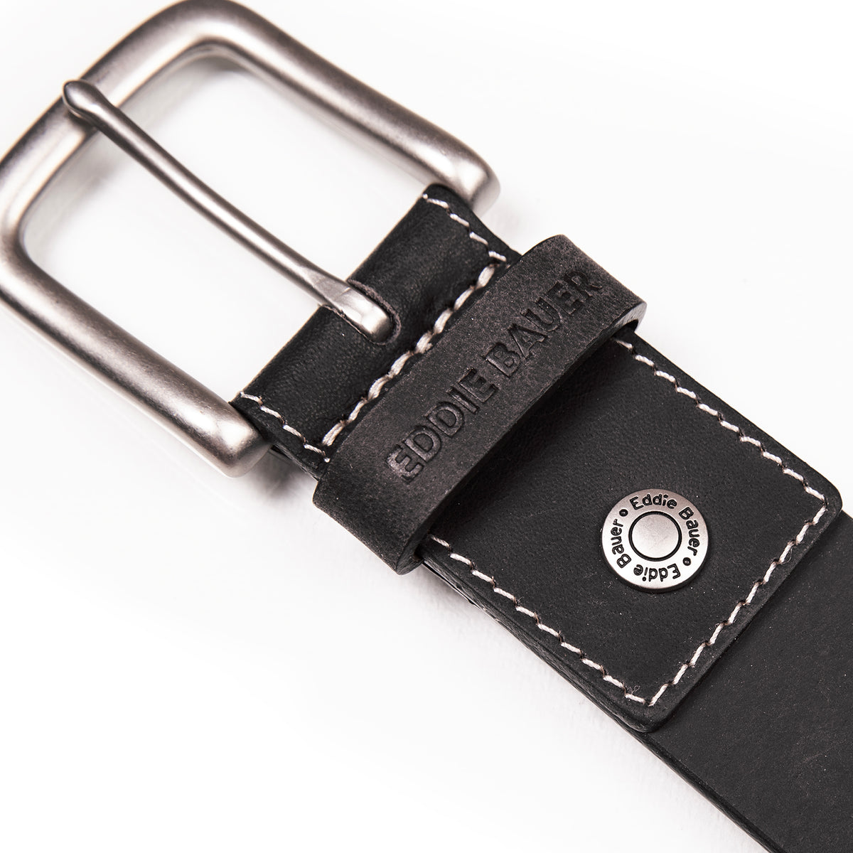 Bridle Leather Belt With Nickel Finish Buckle-Black-3