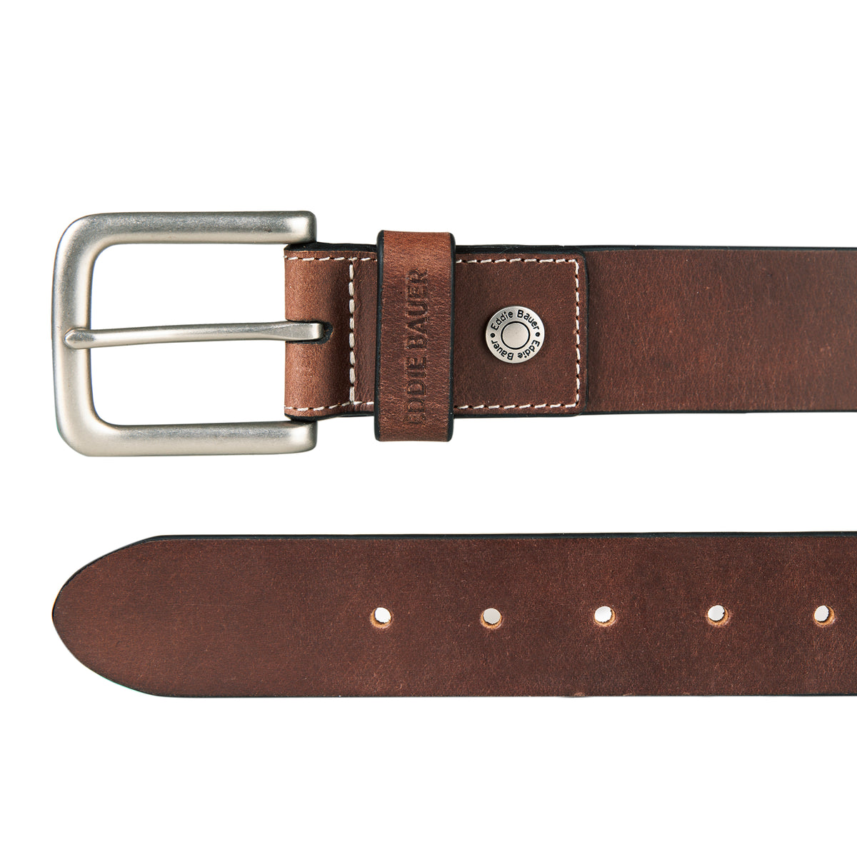 Bridle Leather Belt With Nickel Finish Buckle-Brown-8