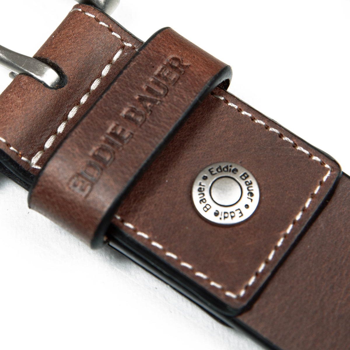 Bridle Leather Belt With Nickel Finish Buckle-Brown-9