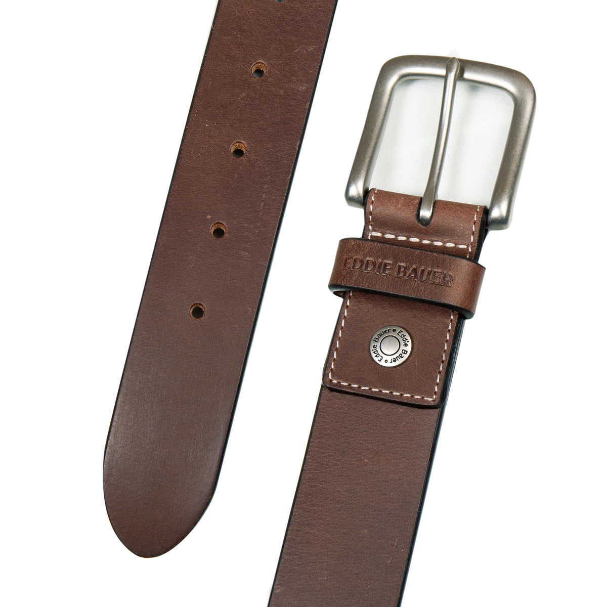 Bridle Leather Belt With Nickel Finish Buckle-Brown-10