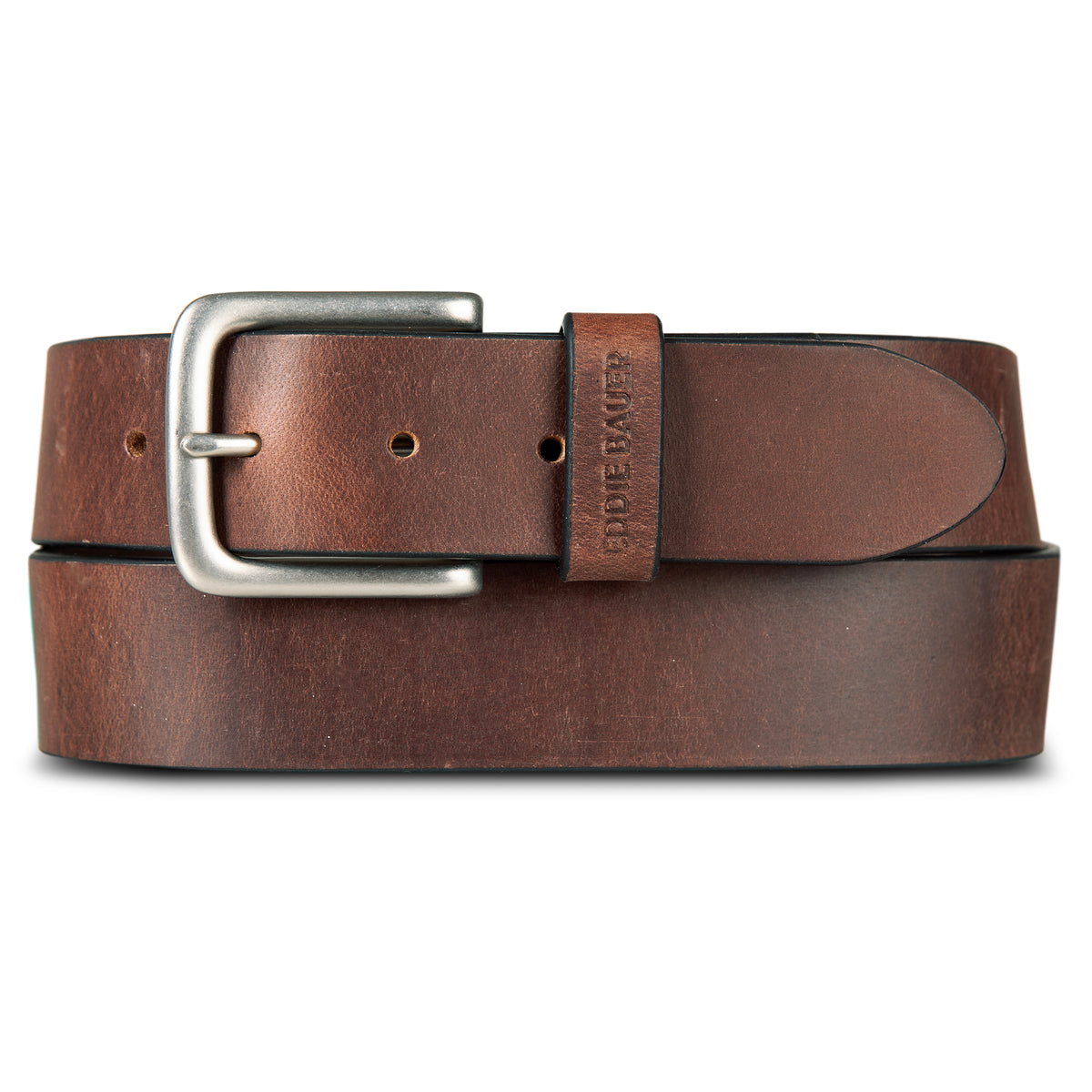 Bridle Leather Belt With Nickel Finish Buckle-Brown-7