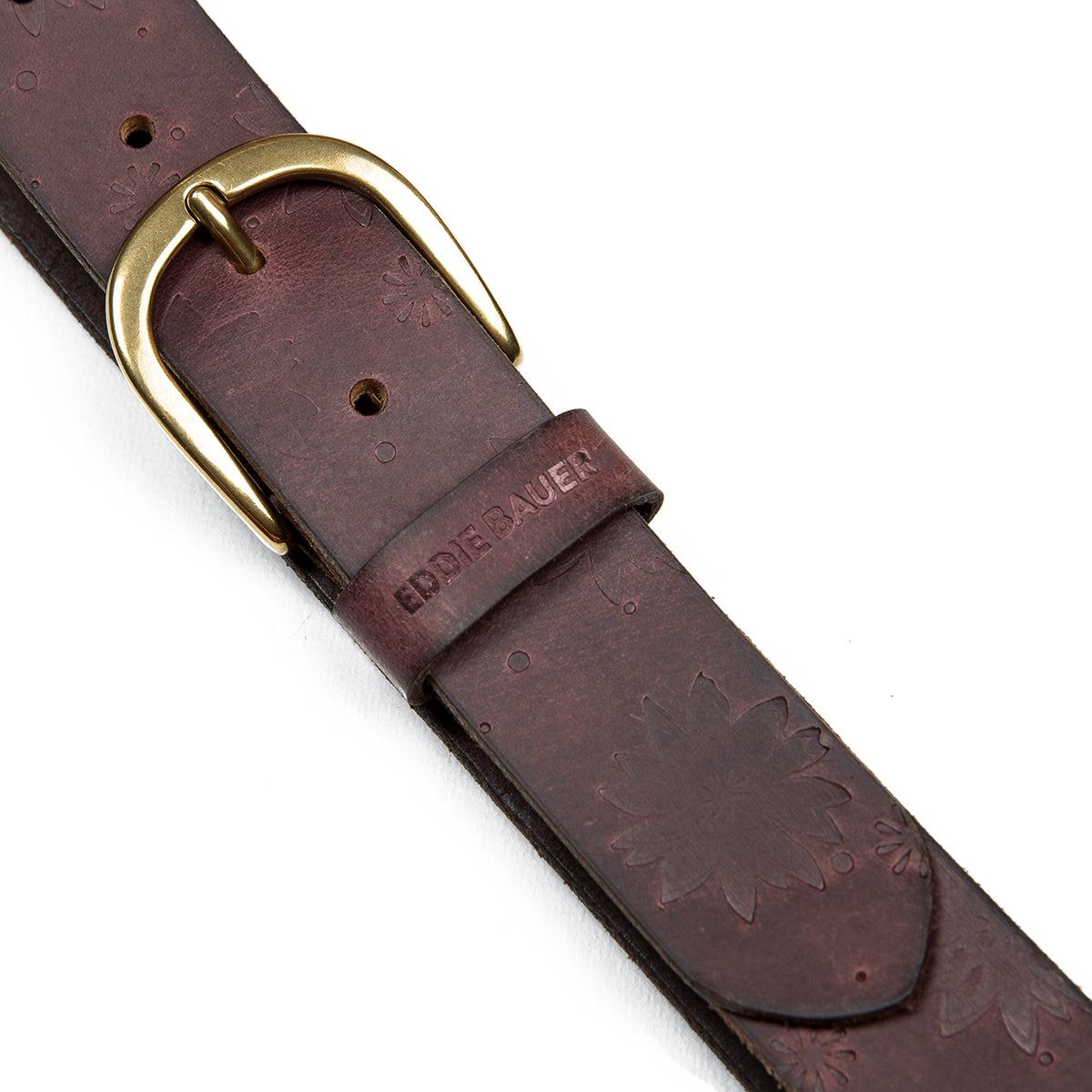 Floral Tooled Leather Belt-Brown-5