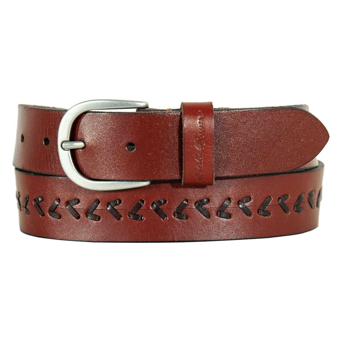 Center Lacing Detailed Leather Belt-TAN-6