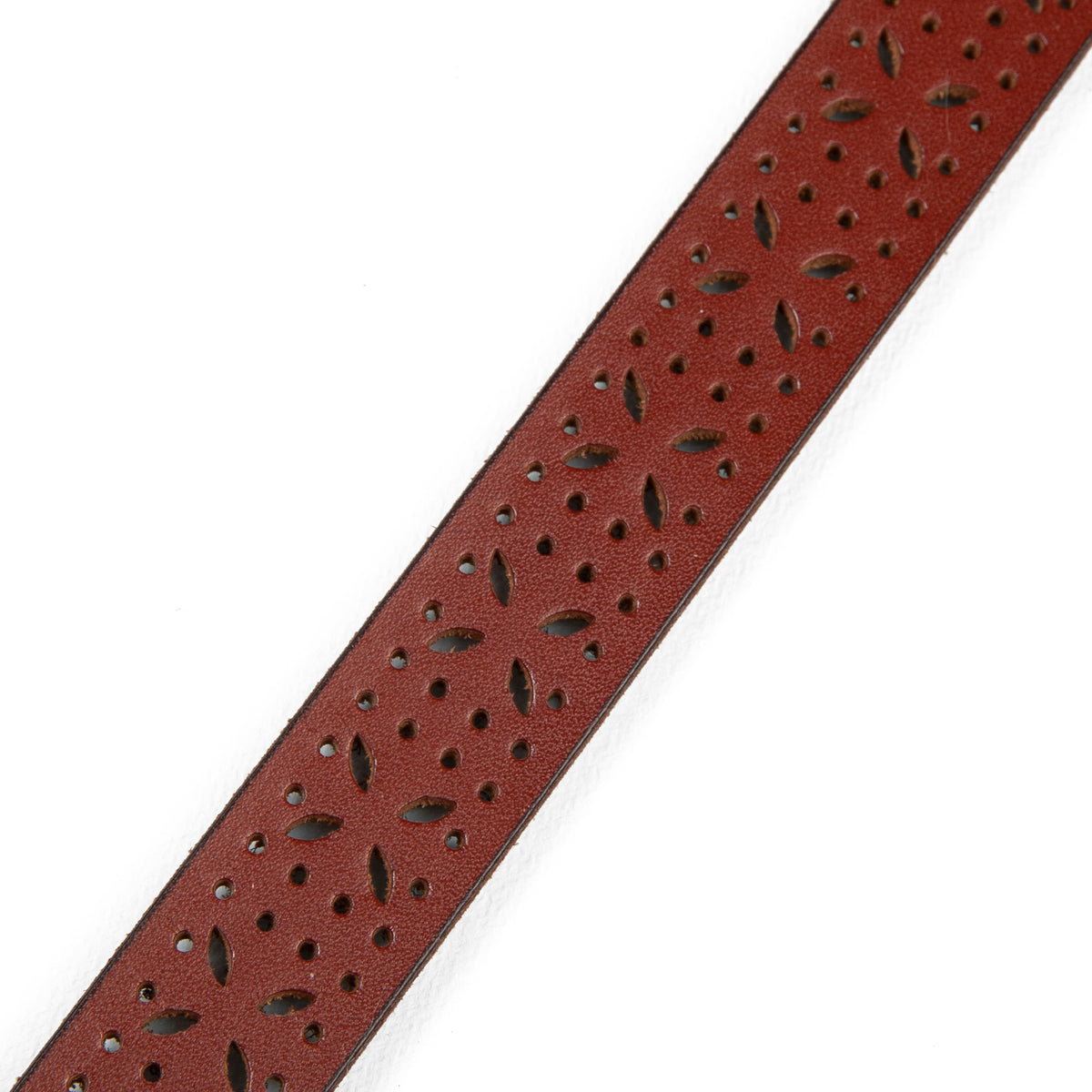 Perforated Pattern Leather Belt-TAN-11