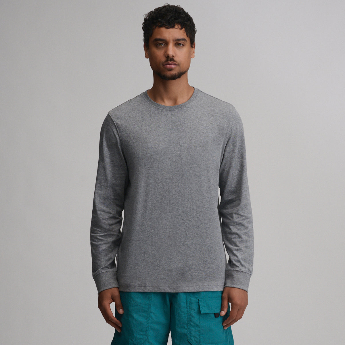 Men's Legend Wash 100% Cotton Long-Sleeve Classic T-Shirt-Med Heather Gray-33