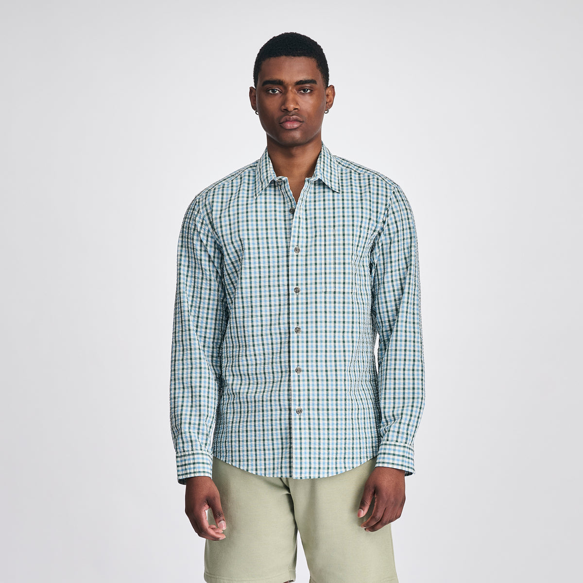 Men's Long-Sleeve Pack It 3.0 Seersucker Shirt-Clover-1