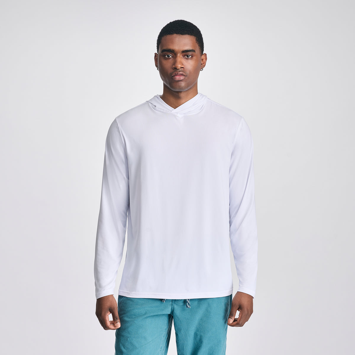Men's LS Sundrift Upf Po Hoodie-White-8