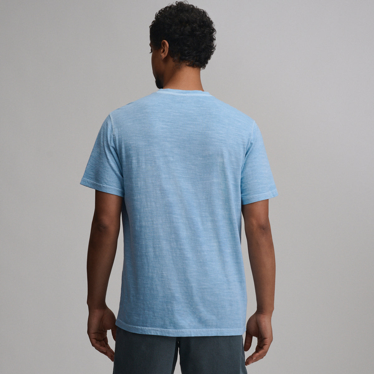 Men's Short-Sleeve Sunwashed Cotton Henley-Slate Blue-6