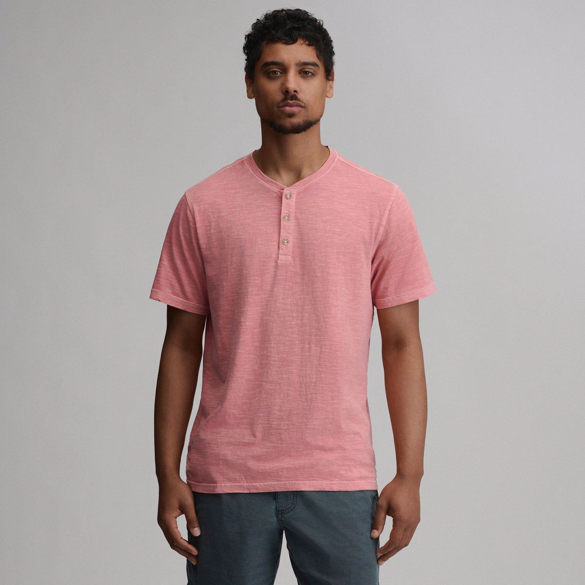Men's Short-Sleeve Sunwashed Cotton Henley-Tangelo-13