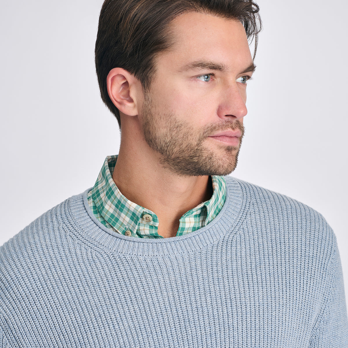 Men's Signature Roll Neck Sweater-Dusted Indigo Htr-6