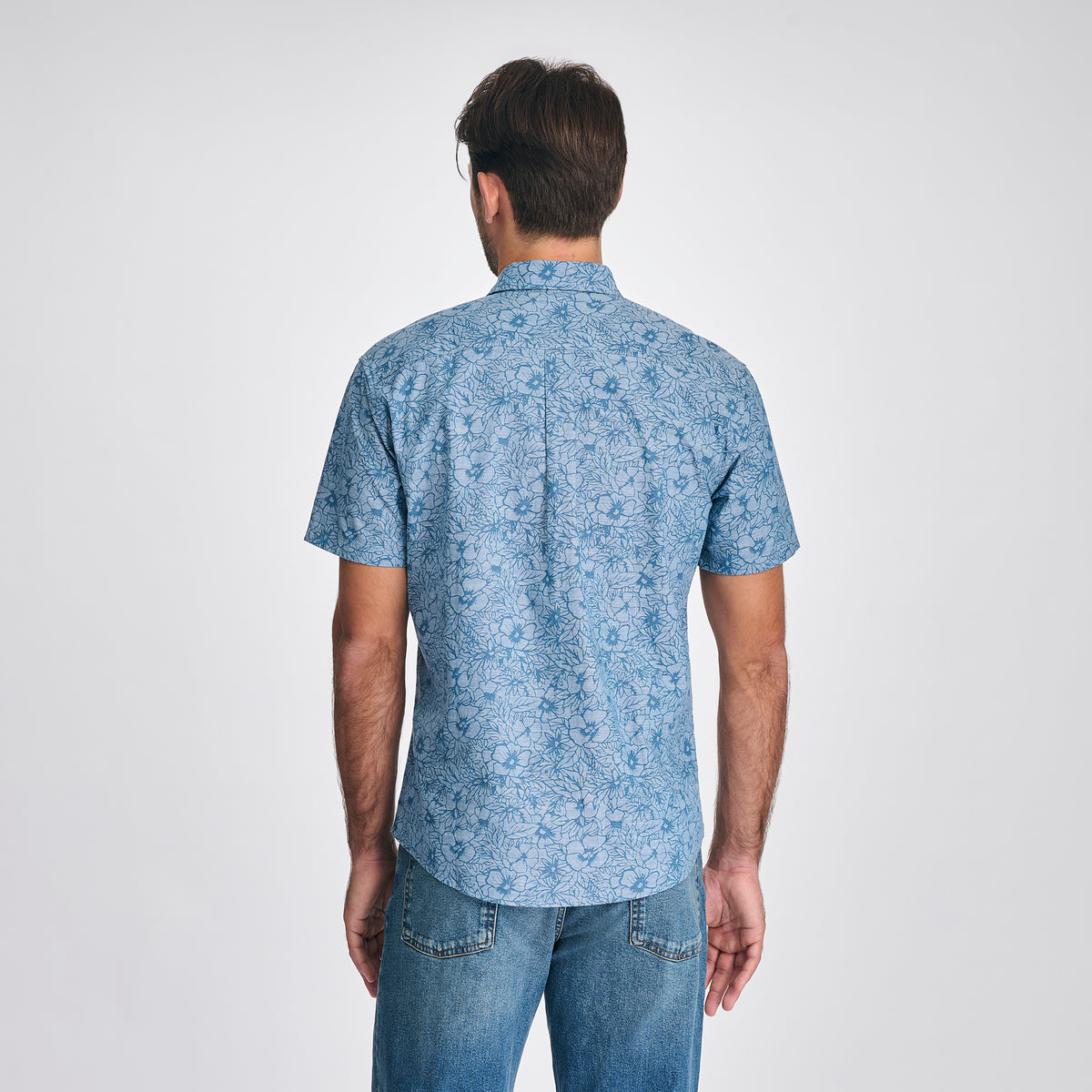 Men's Camano Short-Sleeve Shirt - Print-Chambray Blue-2