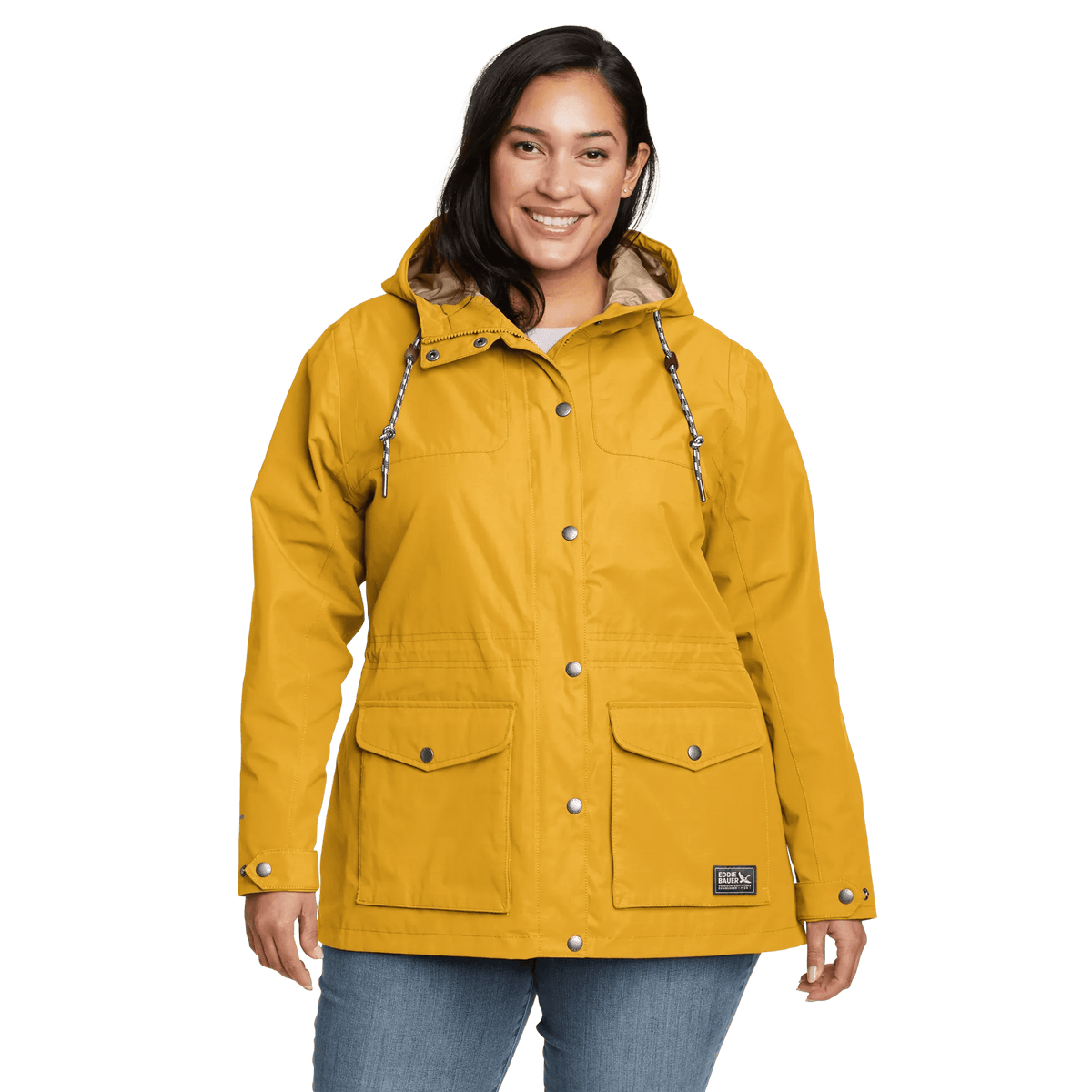 Women's Charly Waterproof Hooded Rain Jacket-Dk Marigold-Plus-16