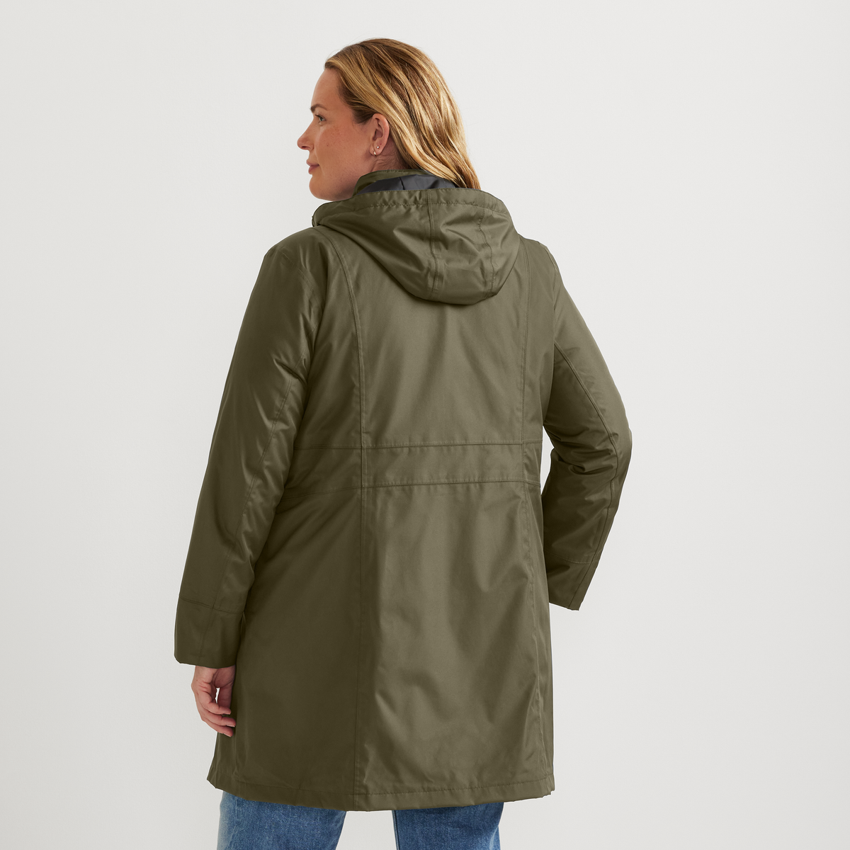 Women's Girl On The Go® Waterproof Hooded Trench Coat-Alder-Plus-F1