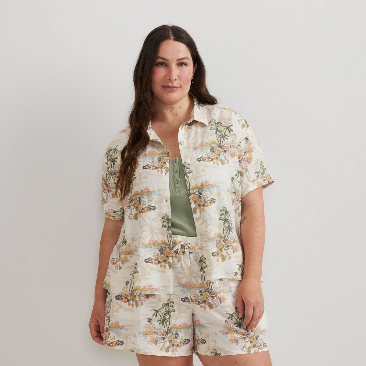 Women's Baja Short-Sleeve Shirt-Sand-Plus-C1