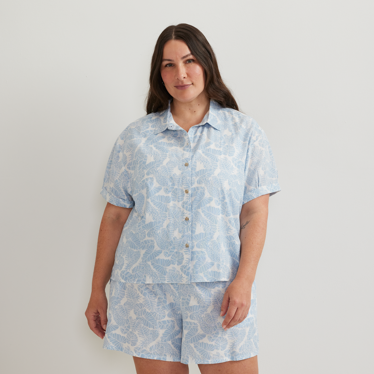 Women's Baja Short-Sleeve Shirt-Slate Blue-Plus-C1