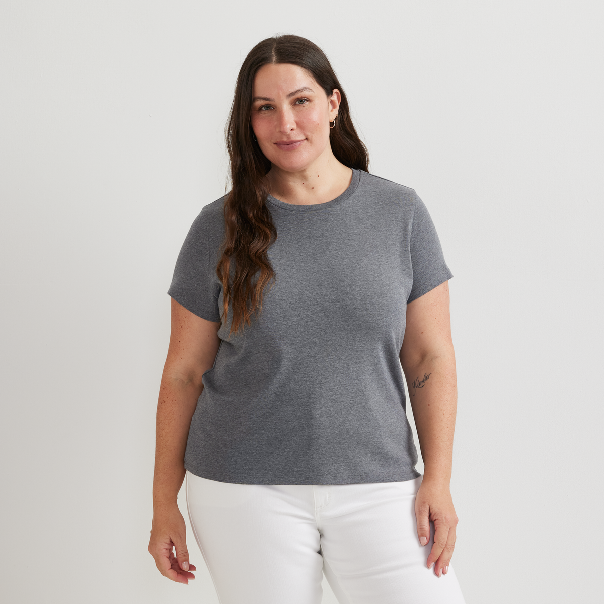 Women's Everyday Short-Sleeve Crewneck T-Shirt-Med Htr Gray-Plus-C1