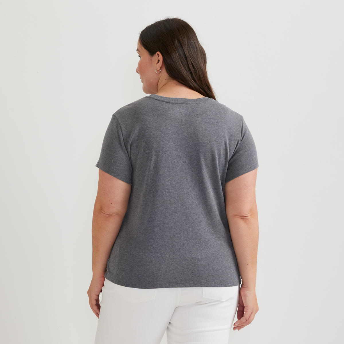 Women's Everyday Short-Sleeve Crewneck T-Shirt-Med Htr Gray-Plus-F1