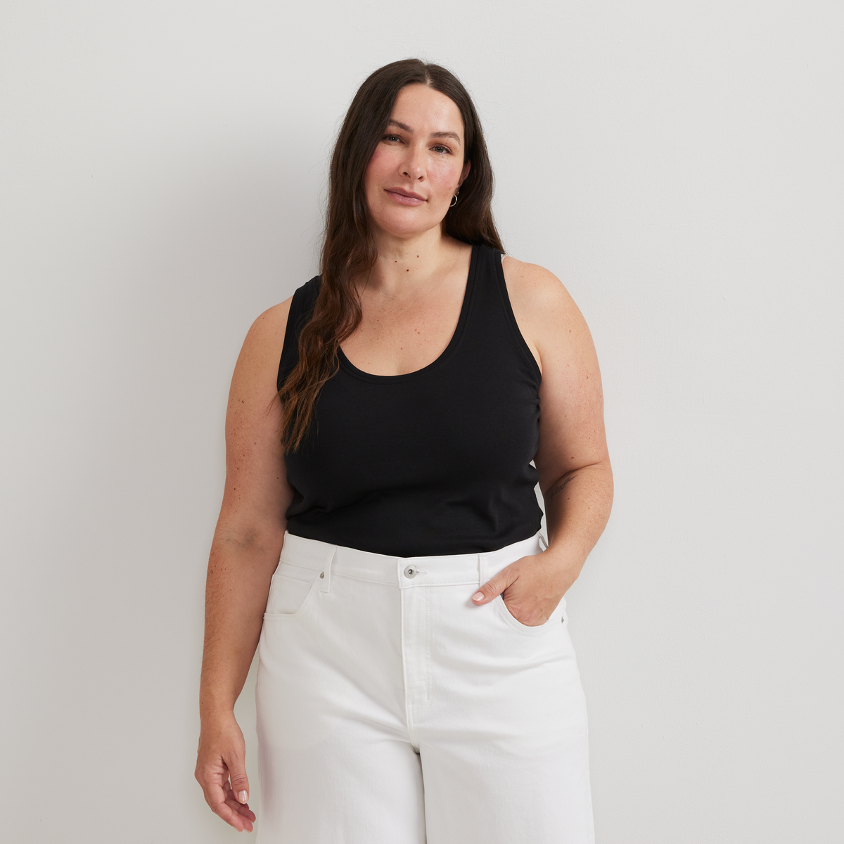 Women's Everyday Scoop-Neck Tank-Black-Plus-C1