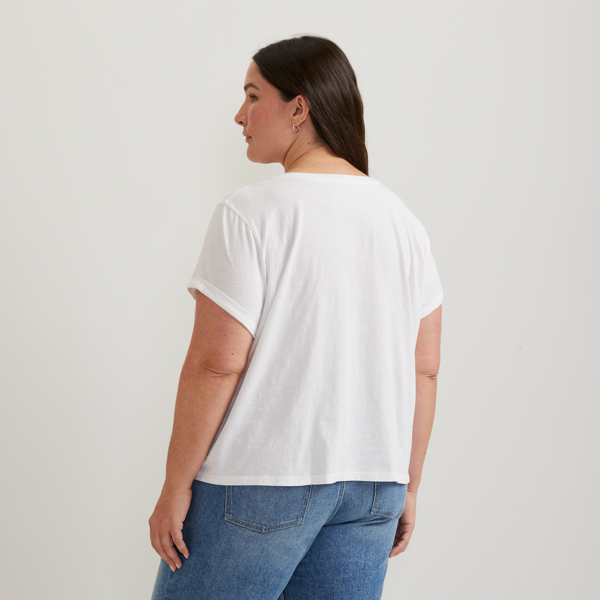 Women's Sunwashed V-Neck T-Shirt-White-Plus-F1