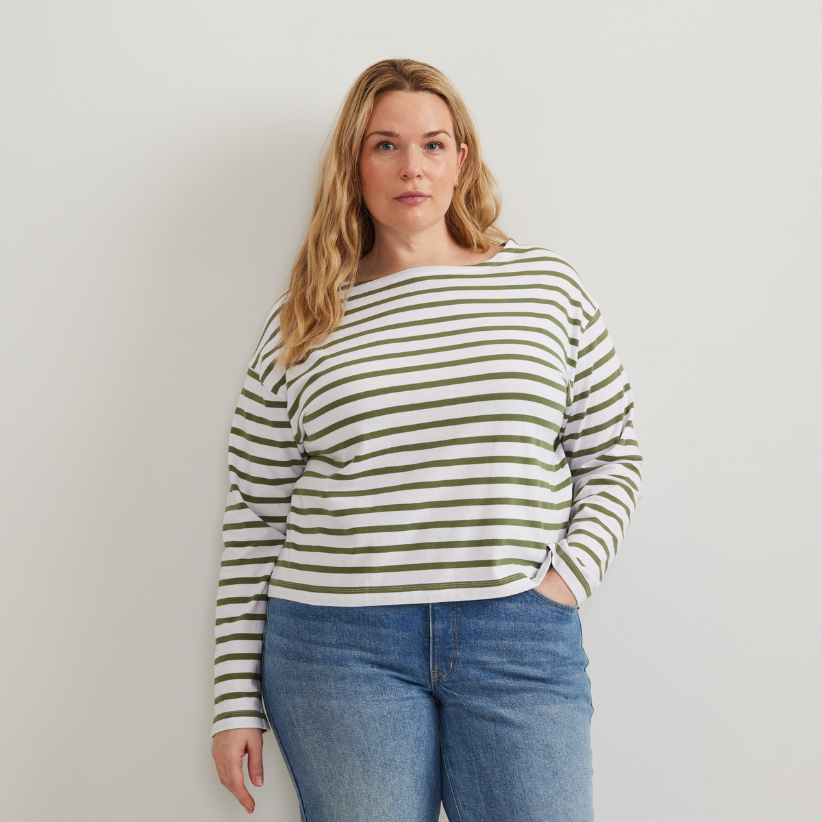 Women's Sailor Bateau Neck T-Shirt-Palm-Plus-C1