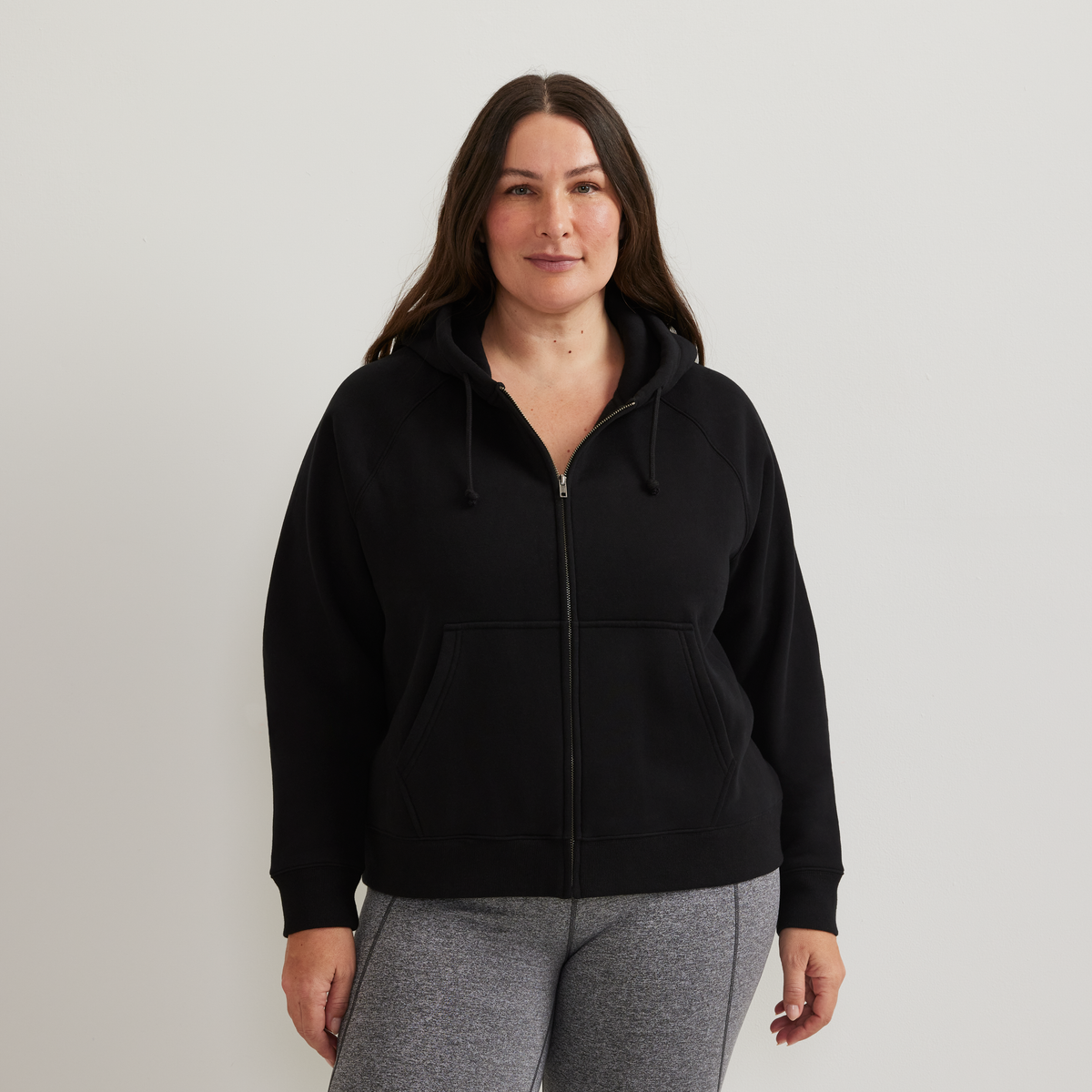Women's Vintage Soft Full-Zip Hoodie-Black-Plus-C1
