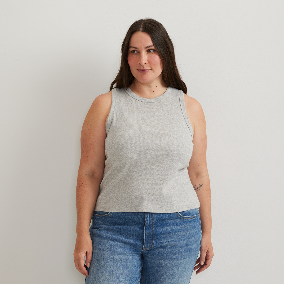 Women's Softline Ribbed Tank-Lt Htr Gray-Plus-C1