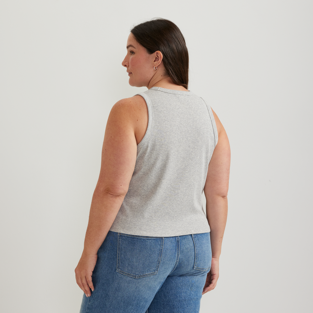 Women's Softline Ribbed Tank-Lt Htr Gray-Plus-F1