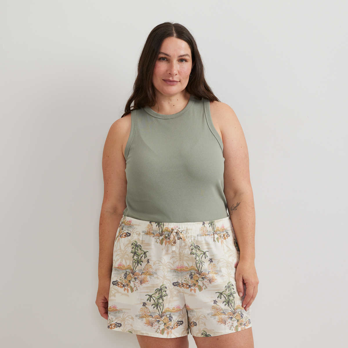 Women's Softline Ribbed Tank-Sage-Plus-C1