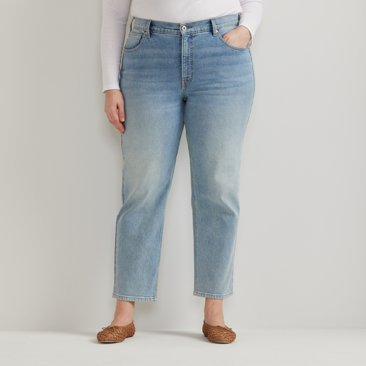 Women's Authentic High-Rise Straight Leg Jeans-LT CHAMBRAY-Plus-C1