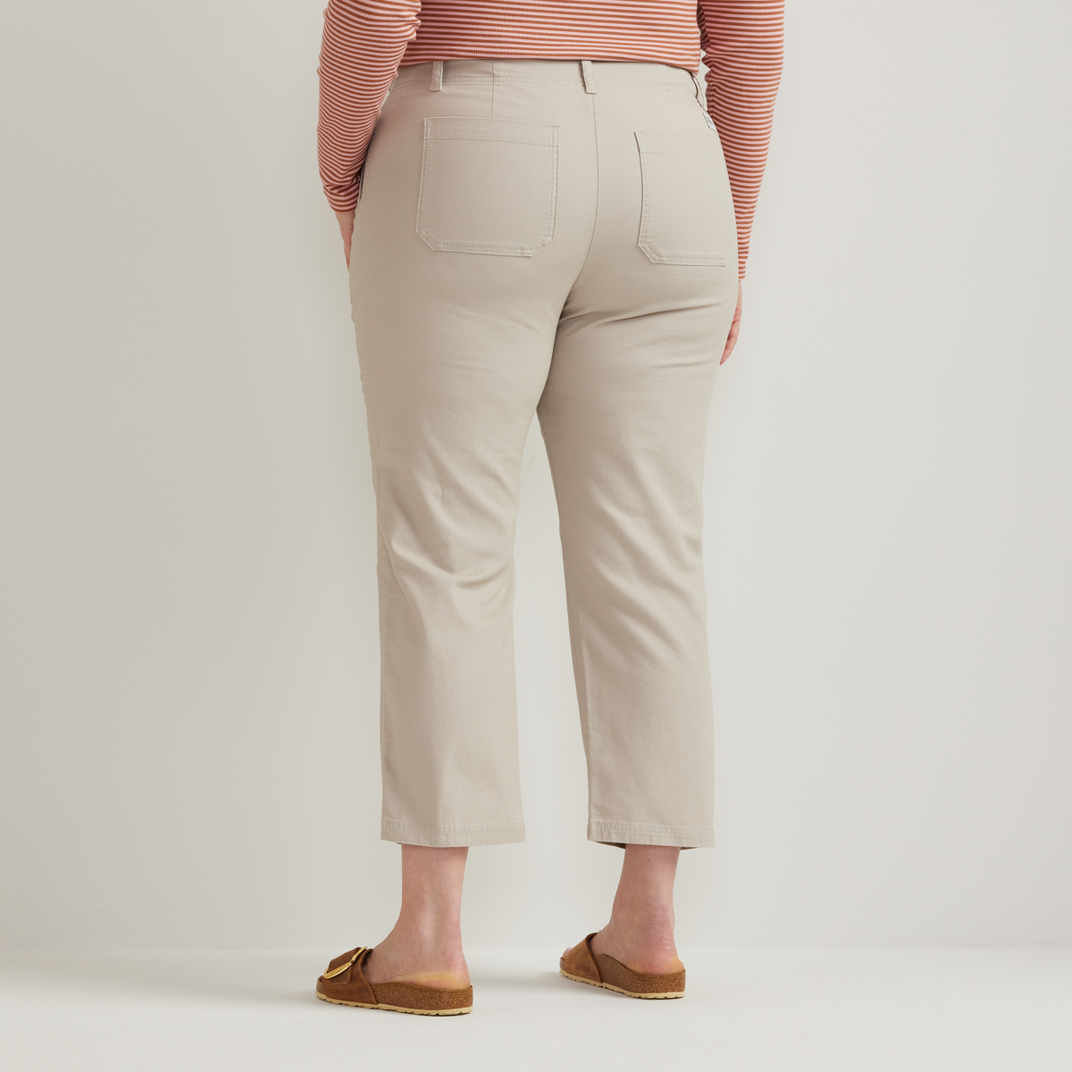 Women's Utility Stretch Canvas Kick Cropped Pants-Pumice-Plus-F1