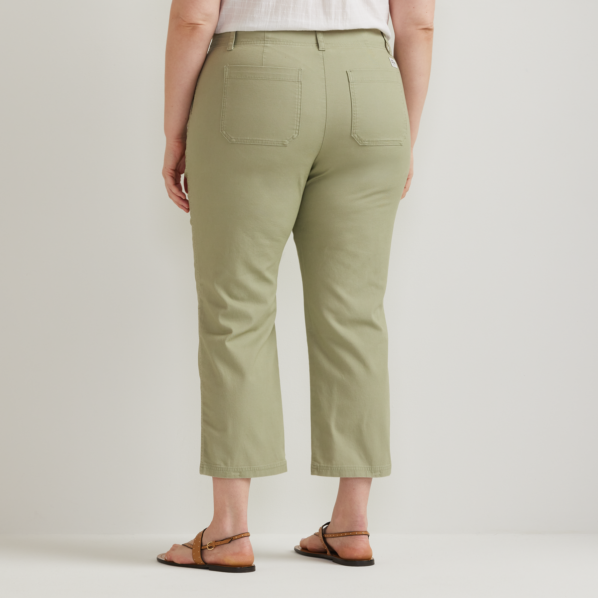 Women's Utility Stretch Canvas Kick Cropped Pants-Dusty Sage-Plus-f1
