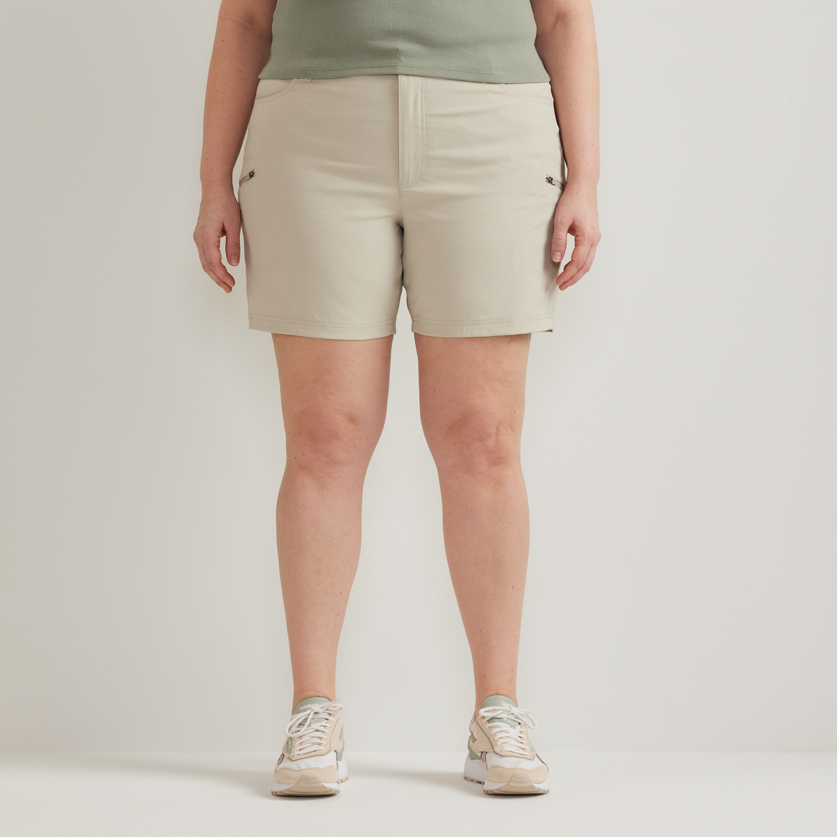 Women's Guide Pro High Rise Shorts-Pumice-Plus-C1