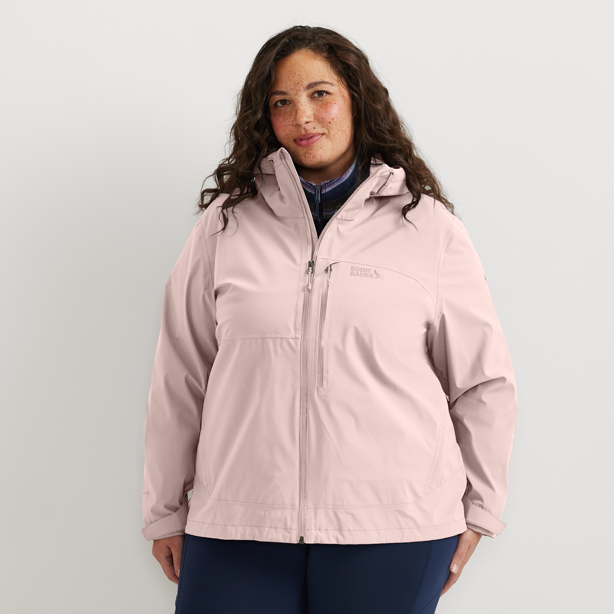 Women's Cloud Cap 3L Waterproof Stretch Hooded Rain Jacket-Calla Lily-Plus-C1