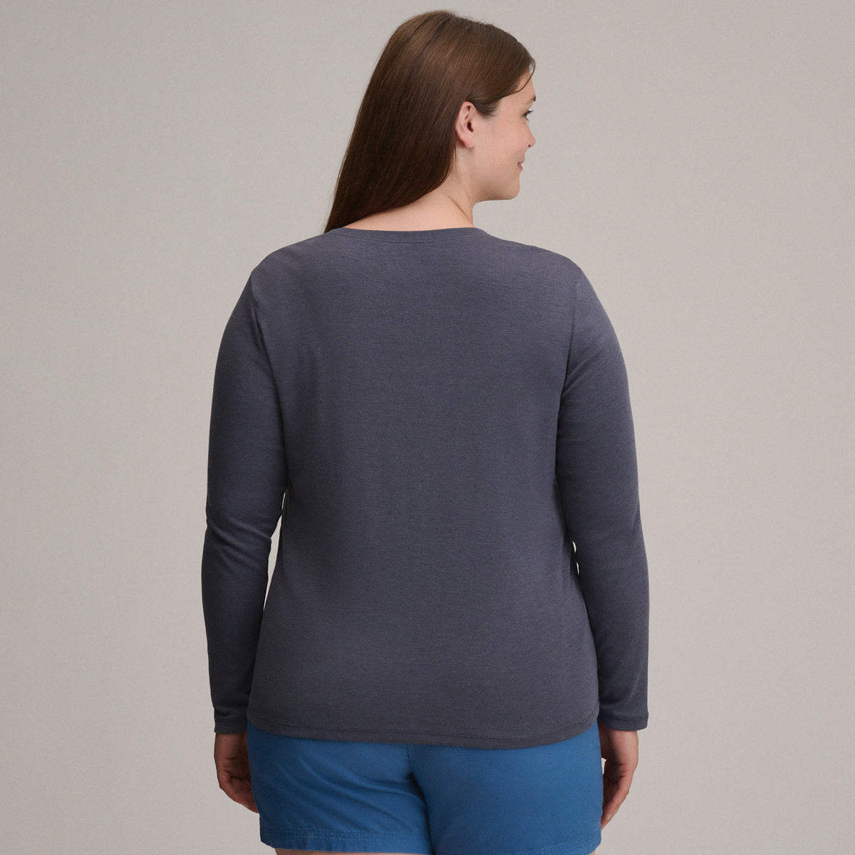 Women's Fav Long Sleeve Crew Neck Tee-Htrindigo-Plus-14