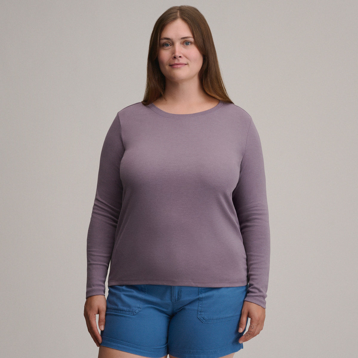 Women's Fav Long Sleeve Crew Neck Tee-Thistle-Plus-37