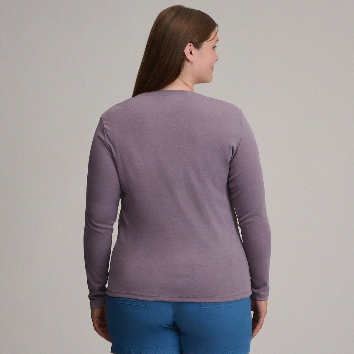 Women's Fav Long Sleeve Crew Neck Tee-Thistle-Plus-38