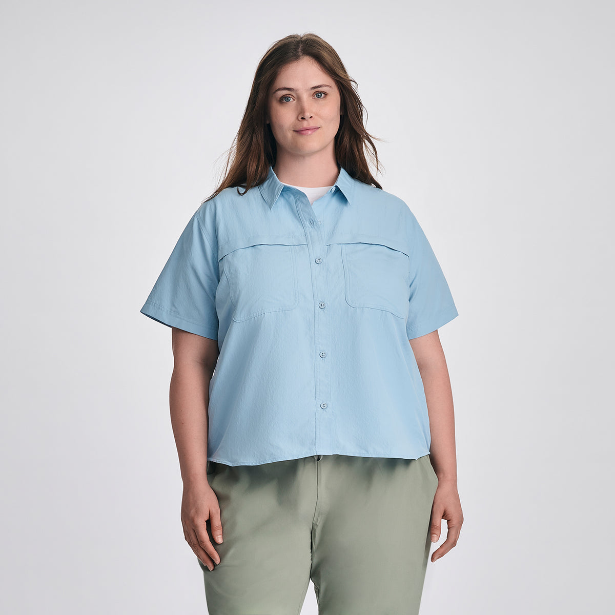 Women's Rainier Short-Sleeve Ripstop Shirt-Slate Blue-Plus-C1